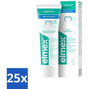 25 x Elmex Tandpasta Sensitive Gentle White 75 ml - Tanden Poetsen - Tandvleesontsteking - Frisse Adem