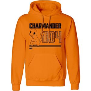 Uniseks Hoodie L Pokémon Charmander Line Art | Oranje hoodie heren | Oranje hoodie dames | Pokemon trui L | Pokemon kleding volwassenen | Pokemon oranje hoodie