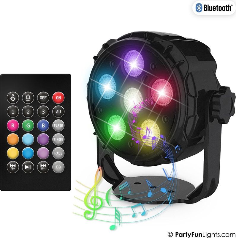 PartyFunLights - 6 LED - PAR - Disco Lamp - Party Speaker - met afstandsbediening