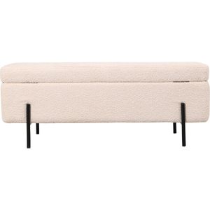 Giga Meubel Opbergbank Jari - 110x45x40cm - Beige Bouclé