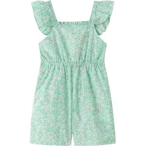 Newness Kids - jumpsuit met bloemetjes en ruffles - mintgroen - maat 98