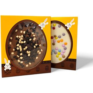 Chocolade Paasei-Duo (Disco & Crispies) | Gedecoreerde Choco Paaseieren | Melk & Wit | 150gr. | Paaschocolade | Paasgeschenk