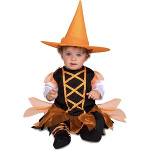 VIVING COSTUMES / JUINSA - Klein oranje en zwart heks kostuum voor baby's - 7 - 12 maanden