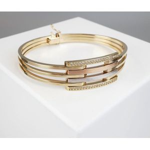Christian - Bangle Collectie - Gouden Tricolor Bangle - Met Zirkonia