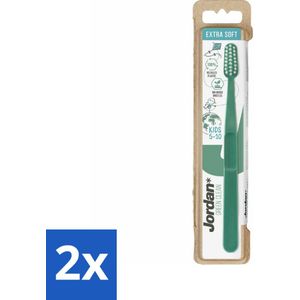 2 x Jordan - Tandenborstel - Green Clean - Extra Soft - 5 tot 10 Jaar - Kinder Tandenborstel - Tandenborstel Voor Kinderen - Duurzame Tandenborstel - Milieuvriendelijke Tandenborstel - Biologische Tandenborstel