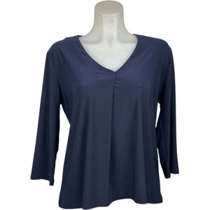 Angelle Milan – Travelkleding voor dames – Effen Donkerblauwe blouse – Ademend – Kreukvrij – Duurzame Jurk - In 5 maten - Maat S
