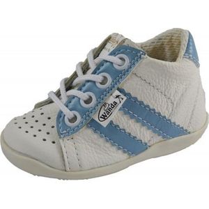 Leren schoenen -  wit/lichtblauw - jongen - eerste stapjes - babyschoenen - flexibel - sneakers - maat 20