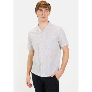 Overhemd - Korte Mouwen - Lichtblauw - Linnen-Katoen Mix