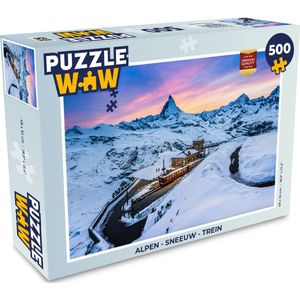 Puzzel Alpen - Sneeuw - Trein - Legpuzzel - Puzzel 500 stukjes
