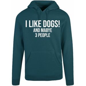 7311 - Hoodie - I Like Dogs-Bottle Green-XS