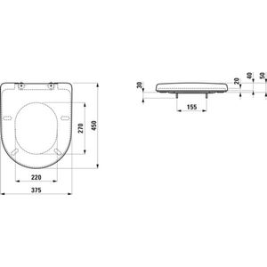 Laufen Pro WC-bril, met deksel, Universeel, zonder softclosemechanisme, voor holtebevestiging, 443x374x54mm, H8939553000001