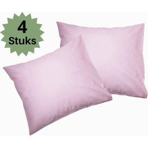 Kussenslopen - Set van 4 Stuks - 20A Hotelkwaliteit - Roze - 60x70cm - 100% HOOGWAARDIGE KATOEN - Droomtextiel