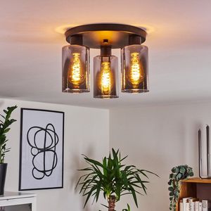 Belanian - 3-delige Cilinder Plafondlamp - Glazen lamp  - Industriele lamp - Plafondlamp led - Vintage lamp - Hanglamp - Zwart - designlamp - Smoke lamp