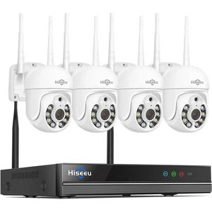 Beveiligingscamerasysteem - 8CH 5MP PTZ-Systeem - Openlucht - Bewakingscamera - AI-menselijke detectie - Beveiligingscamera - Beveiligingscamerasysteem - Alexa - NTSC,PAL - 4 stuks - Wit
