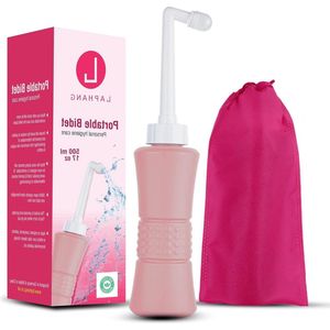 Draagbare bidet 500 ml roze peri-fles met waterdichte zak en dop - PP + TPR lekvrij- krasbestendig - perineale fles voor genezing van postpartum aambeien - zwangerschapskit essentials Peri bottle