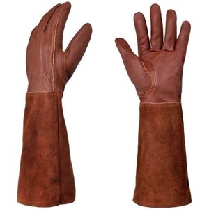 Lange tuinhandschoenen - doorn- en snijbestendige tuinhandschoenen met lange leren - Tuinhandschoenen - heren werkhandschoenen leer - Bescherming Tegen Steken En Snijden - Roos Snoeien - Lang Mouwen - XL