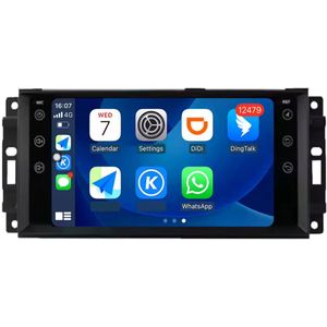 Autoradio 2/32 met Carplay en Android auto | Geschikt voor Jeep Compass Patriot Commander Grand Cherokee Wrangler, Dodge Kaliber, Challenger Ram, Chrysler 300C, Chevrolet Epica Sebring 2006-2015 | Radio scherm met Navigatie | 2006 2007 2008 2009 2010