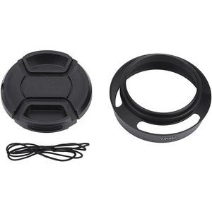 Green Glow - 43 mm Zonnekap in Zwart Metaal met Lensdop voor Fotografie-Accessoires