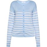 usha - BLUE LABEL - Gebreid Vest - Lichtblauw/Wit - Lange Mouw