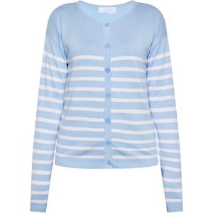 usha - BLUE LABEL - Gebreid Vest - Lichtblauw/Wit - Lange Mouw