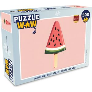 Puzzel Watermeloen - Ijsje - Pitjes - Rood - Legpuzzel - Puzzel 500 stukjes