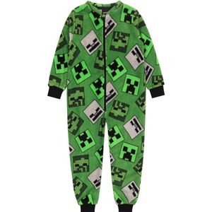 Onesie - Groen Zwart - Fleece - Minecraft Motief