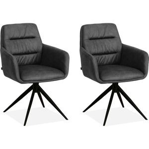 MX Sofa Eetkamerstoel Paco - Antraciet (set van 2 stoelen)