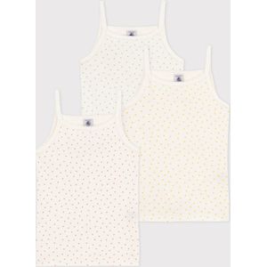 Petit Bateau Set van 3 meisjeshemdjes met bandjes en hartjes in katoen Meisjes Onderhemd - Meerkleurig - Maat 152
