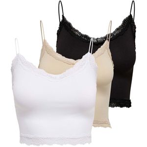 ONLY T-shirt ONLVICKY LACE SEAMLESS CROPPED TOP 3P Set van 3