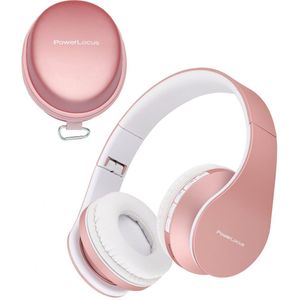 PowerLocus P1 Bluetooth Koptelefoon – Draadloos – Over Ear – Met Microfoon – Inklapbaar - incl. Hoes – Rose Gold