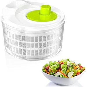 Salad Spinner with Lid, Salad Spinner with Crank Drive and 3 Liter Salad Bowl and Sieve, Kitchen Helper Salad Dryer for Washing and Drying Lettuce, Vegetables, and Fruit (22.5 cm x 15cm)