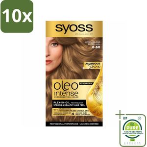 10 x SYOSS - Oleo Intense 8-60 Honing Blond - Haarverf - Zonder Ammoniak - Grijsdekking - Langdurige Kleur - Grootverpakking - Permanente Haarkleur - Haarkleur - Haarkleur Zonder Ammoniak - Haarkleuring - Olie-formule