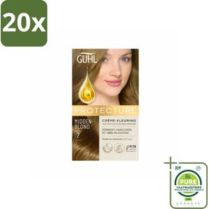 20 x Guhl - Crème-kleuring - No. 7 Middenblond Beschermend - Haarverf - Grootverpakking - Haarverf - Middenblond - Permanente Haarkleuring - Grijsdekking - Haarverzorging
