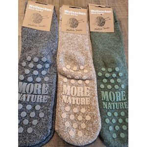 3 Paar - Wollen Huissokken - Maat 35-38 - Cadeau Artikel - Huissokken - Wintersokken - Met Anti Slip Noppen
