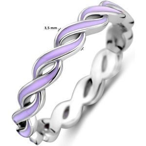 Zilver - Gerhodineerde Ring - Paars Emaille - 3.5 mm Breedte