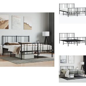 vidaXL Bedframe - Bedframes - Tweepersoonsbed - Bed - Bedframe met hoofd- en voeteneinde metaal zwart 120x190 cm