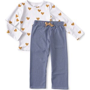 Little Label Pyjama Meisjes - Maat 122-128 - Blauw, Okergeel - Zachte BIO Katoen