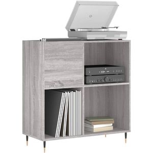 Platenspeler Meubel - LP-kast - Platenspelerkast - Draaitafelstandaard - Platenspelerstandaard - Vintage Displayplank - Grijs Sonoma Eiken