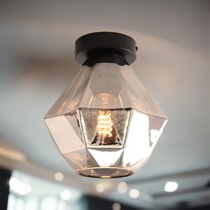Olucia Anoek - Plafondlamp - Grijs/Zwart - E27