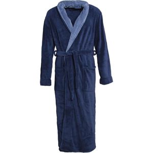 Donkerblauwe Microvezel Badjas voor Dames en Heren - Coral Fleece Ochtendjas