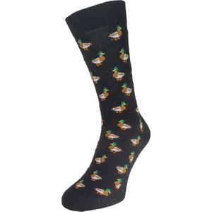 Bonnie Doon Ducks Socks met Ingebreide Eenden Zwart Vrolijke Dames Sokken maat 36/42 - Gladde Teennaad - Katoen - Word Je Vrolijk en Happy van - Cadeau sokken - Zachte Voorgewassen Katoen - OEKO-TEX gecerificeerd - Black - BT991141.101