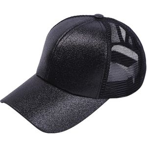 Baseballcap - Paardenstaart pet zwart - Unisex - One size - Verstelbaar - Zwart