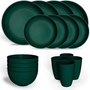 Camping Servies Set4, Borden en Schalen, Plastic Borden, Magnetron Veilig, Vaatwasmachinebestendig, Camping Servies Set voor Keuken, RV