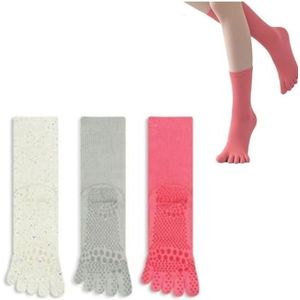 3 Paar Vijfvinger Katoenen Fitness Sokken - Antislip Yoga-Teenspreidersokken - Voor de Sportschool, Yoga en Pilates