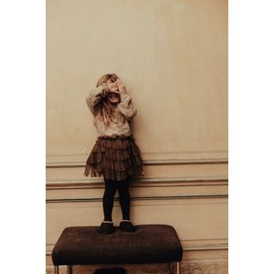 Meisjes sweater Velan met kraag zandkleur 134-140