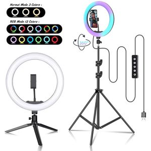 Ringlamp Luminex Pro - RGB LED - 8 Kleuren - 26cm - 2.1m Statief - Bluetooth