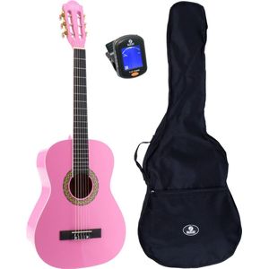 LaPaz 002 PI klassieke gitaar 3/4-formaat roze + gigbag + stemapparaat