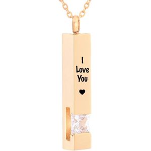 Luxe Ashanger | Met Ketting En Gravering | I Love You | Assieraad | Rosegoud Met Witte Steen | As Ketting | Gedenksieraad | Urn | Incl. As vuller