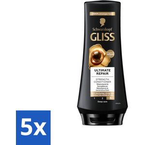 5 x Gliss - Hair Repair - Conditioner voor Ultiem Herstel van Beschadigd Haar - 200 ml - Haar Herstel - Keratine Serum - Beschadigd Haar - Droog Haar - Haar Heropbouw