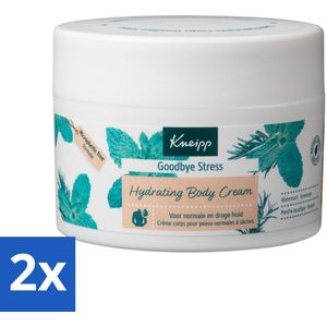 2 x Kneipp - Body crème - Goodbye Stress - Watermunt & Rozemarijn - 200 ml - Lichaamscrème - Stressvermindering - Ontspannende Crème - Hydraterende Crème - Watermunt